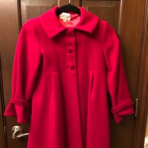 Neiman Marcus Helena Girl's Classic Red Wool Coat, Size 10